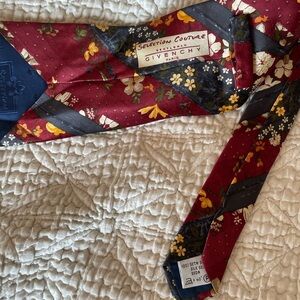 Vintage Givenchy Burgundy Floral Silk Tie